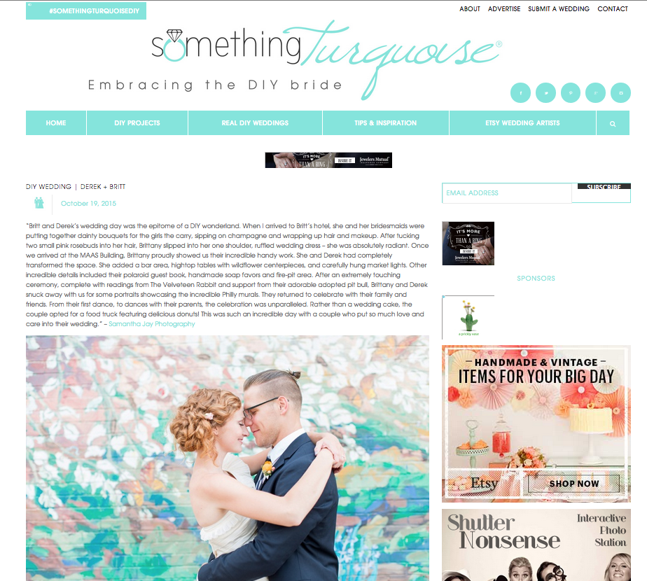 Featured on Something Turquoise | Colorful DIY Philadelphia Wedding | Brittany and Derek!