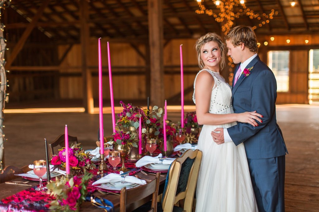 Featured on The Perfect Palette | Romantic Raspberry and Gold Farm Wedding Inspiration