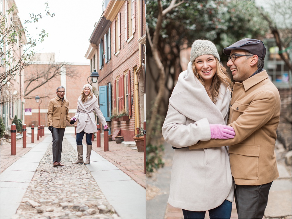 Elfreth's Alley Winter Engagement in Philadelphia | Old City Engagement Photographer | Marissa and Kam
