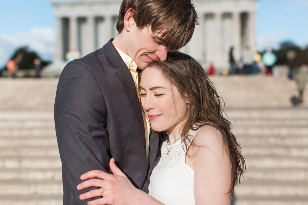 Washington DC Engagement Session | Sunrise on the Jefferson Memorial | Terri & Blake 