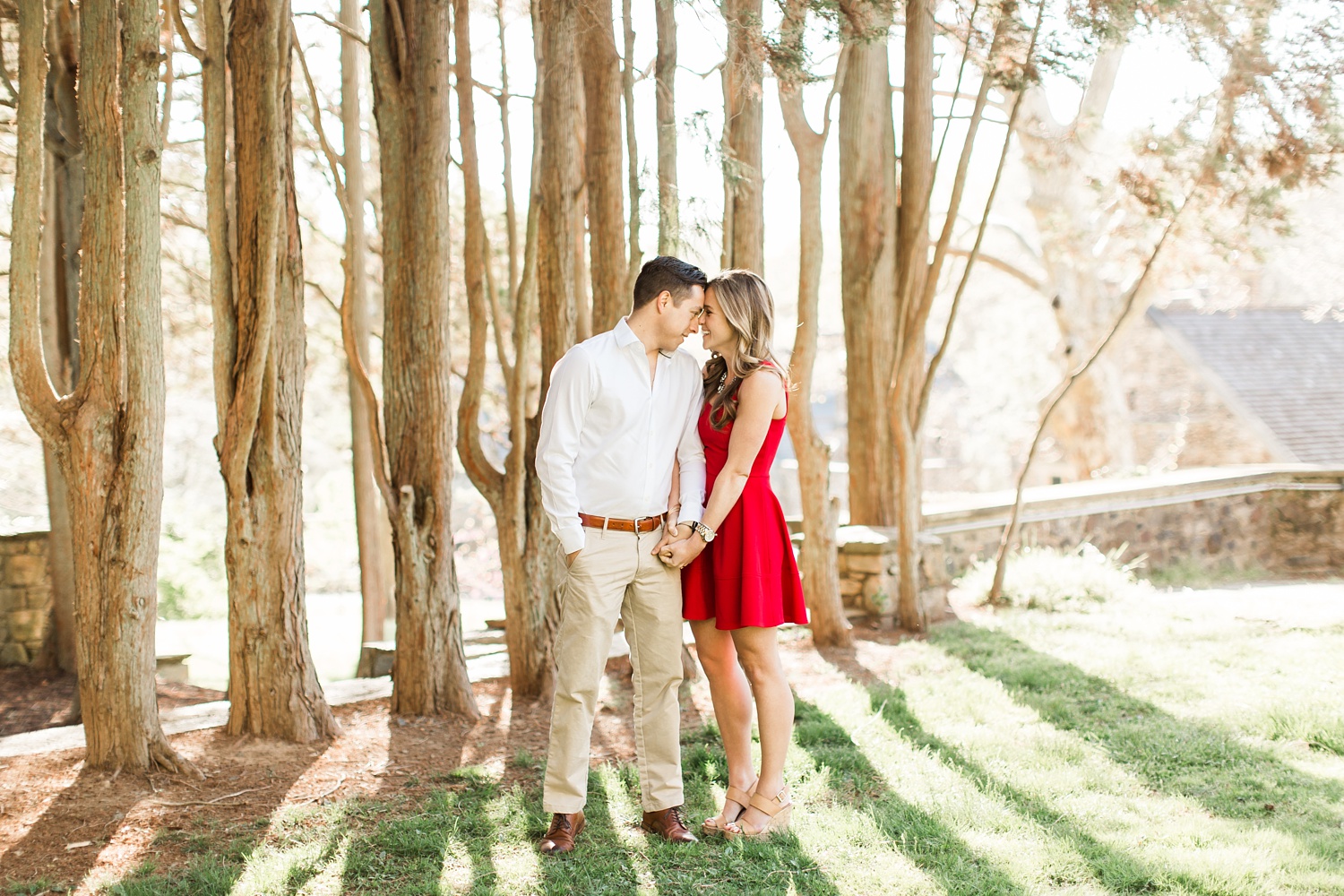 Ridley Creek State Park Engagement Photography | Early Morning Spring Sunshine | Cait, Ryan &amp; Brooklyn