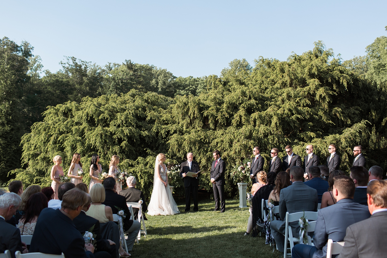 lawn wedding ceremony at The Carriage House at Rockwood Park