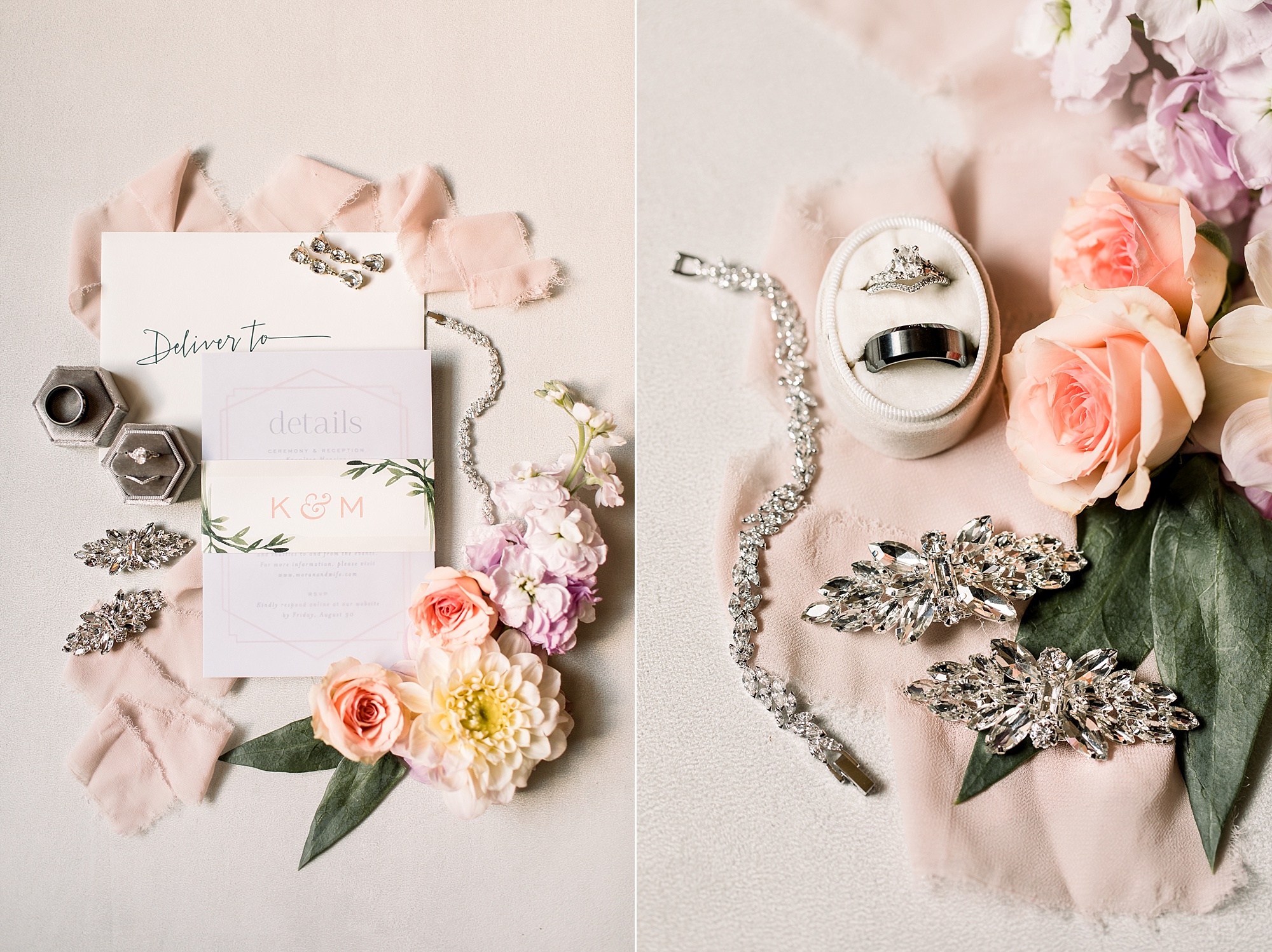 invitation suite and bride's jewelry for PA wedding day 