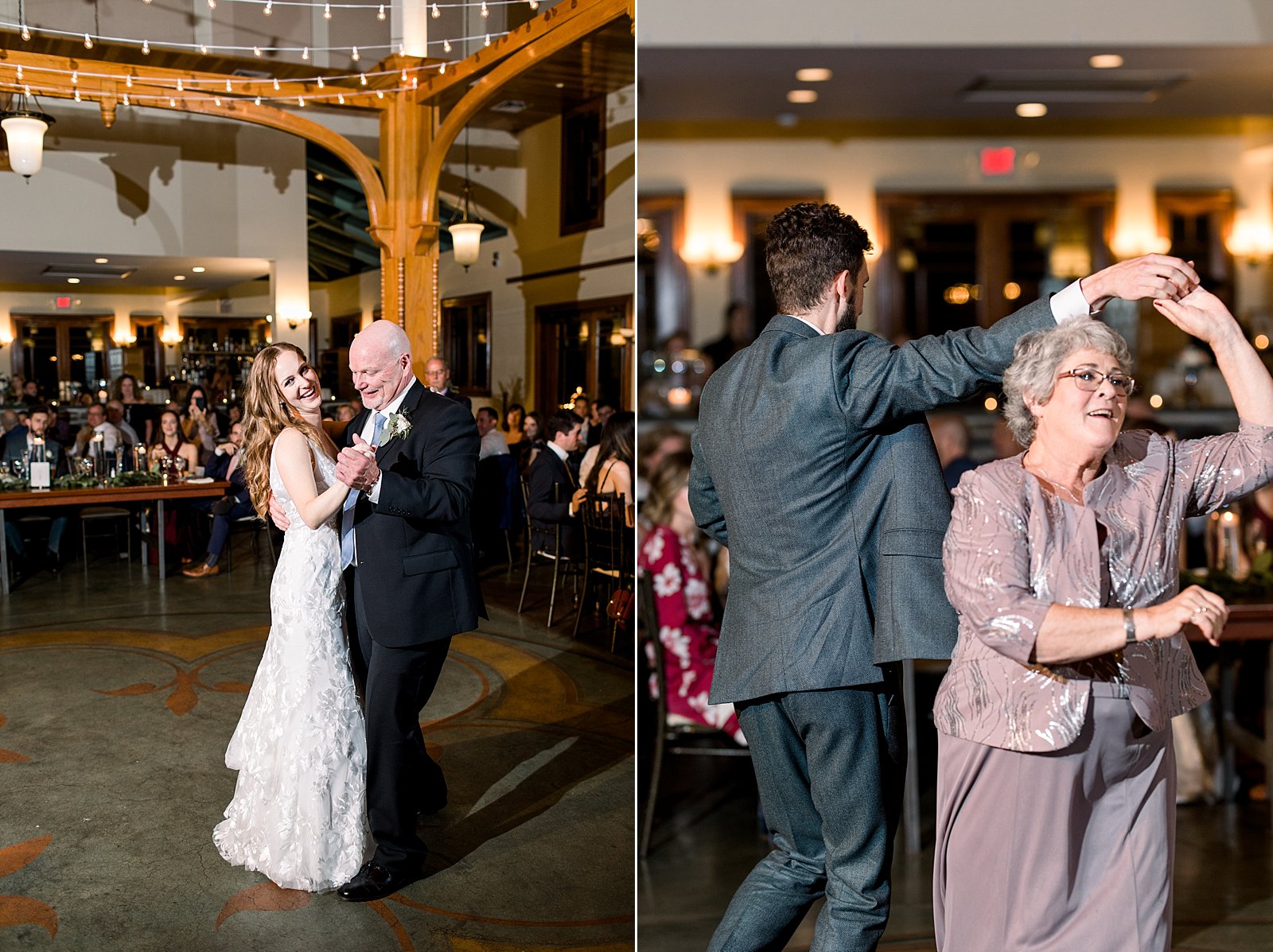 groom and bride dance with parents at Knowlton Mansion