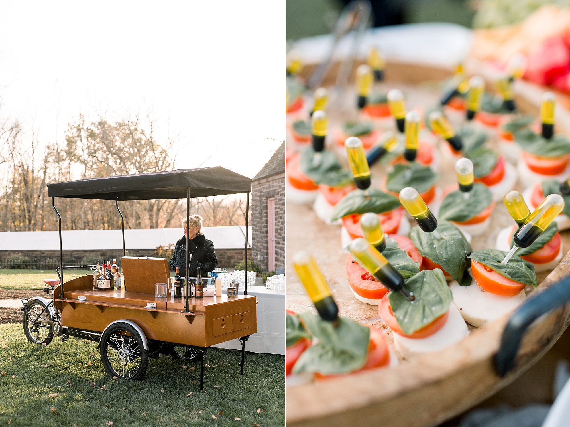 drink station and appetizers for Tyler Gardens wedding