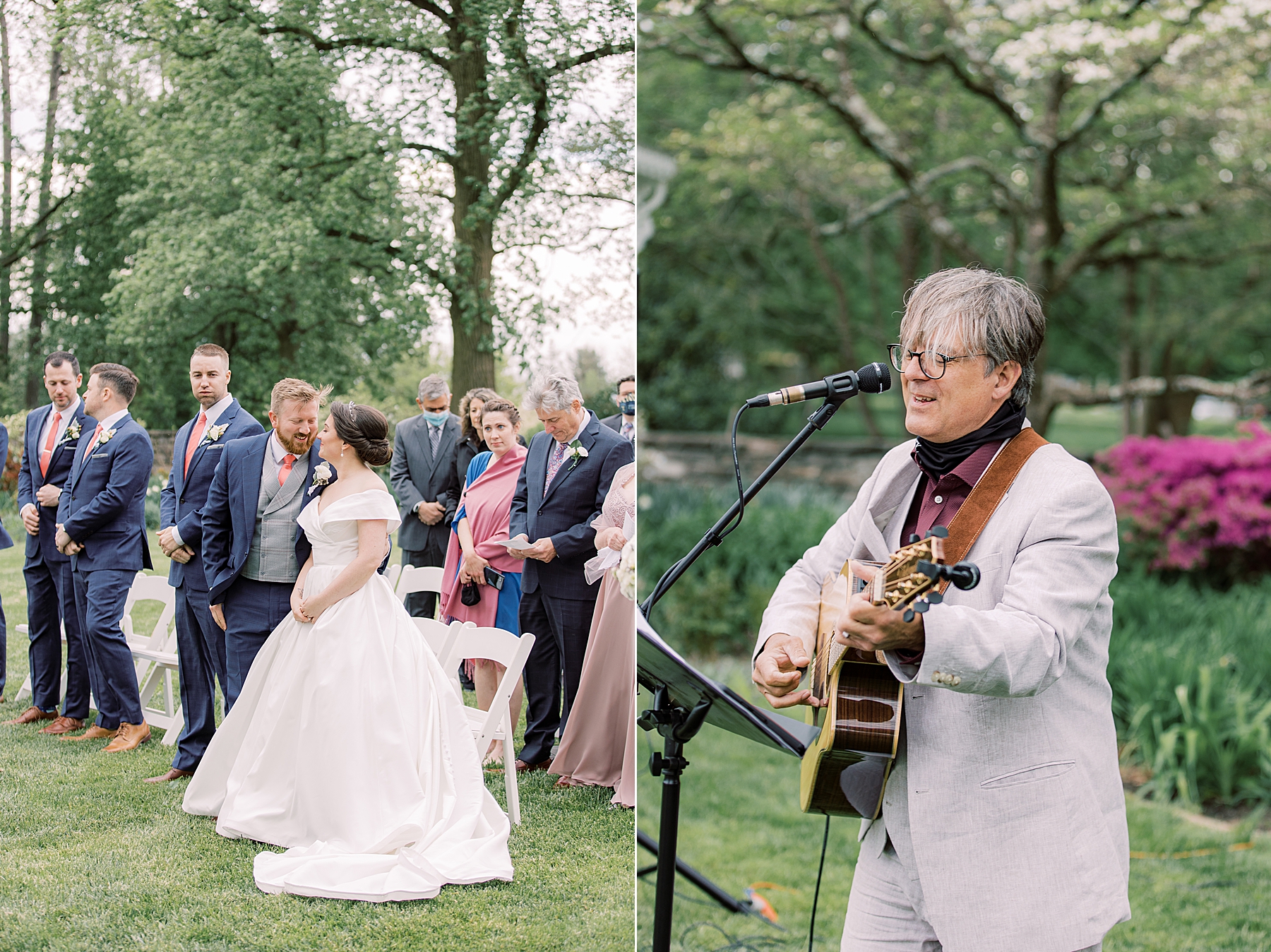man plays guitar during wedding ceremony in Delaware 
