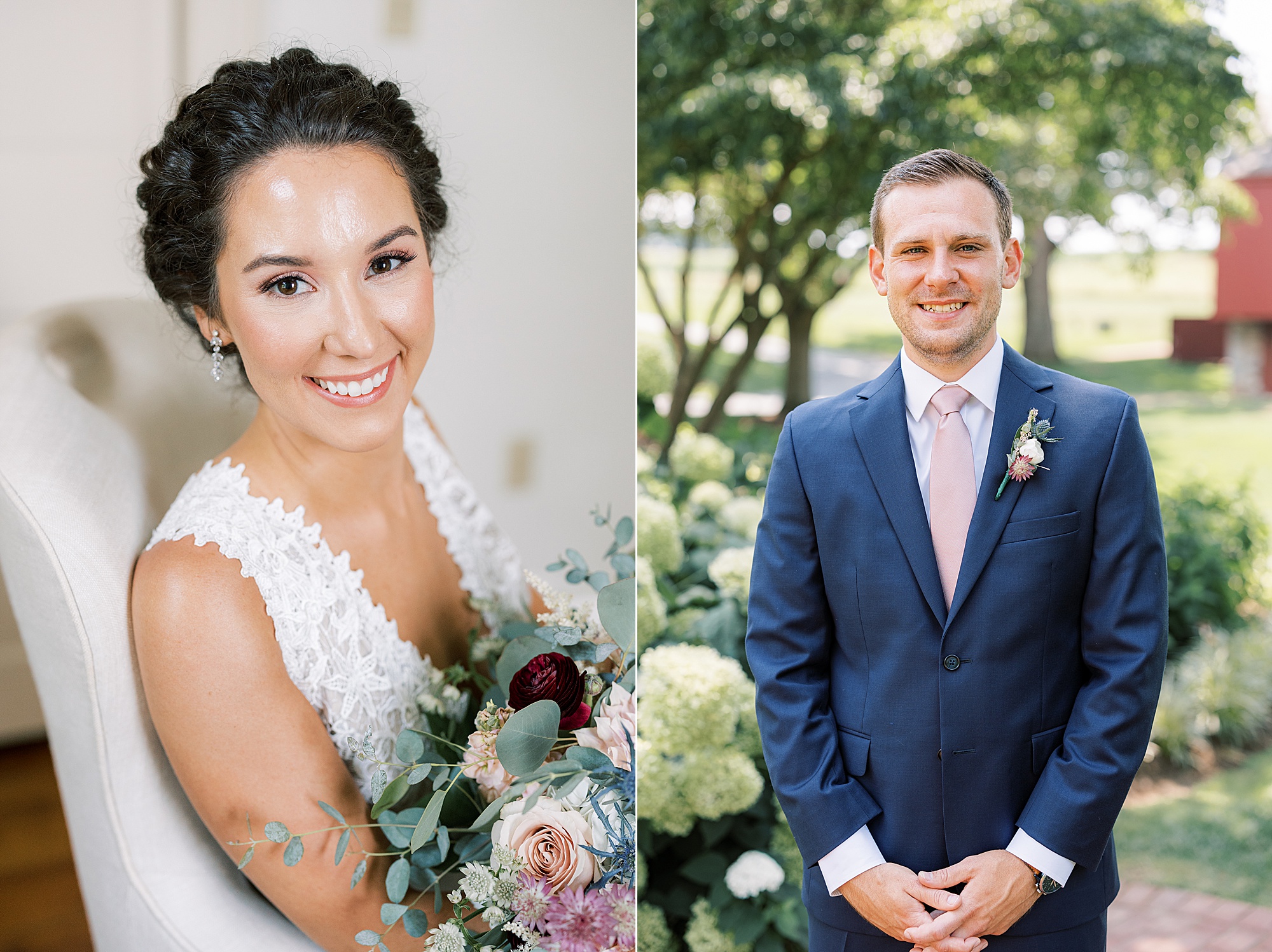 portraits of bride and groom at The Farm at Eagles Ridge 