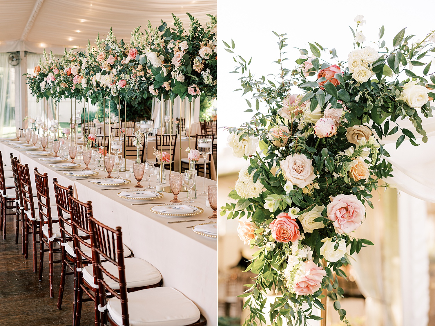 pink and white rose centerpieces for wedding reception 