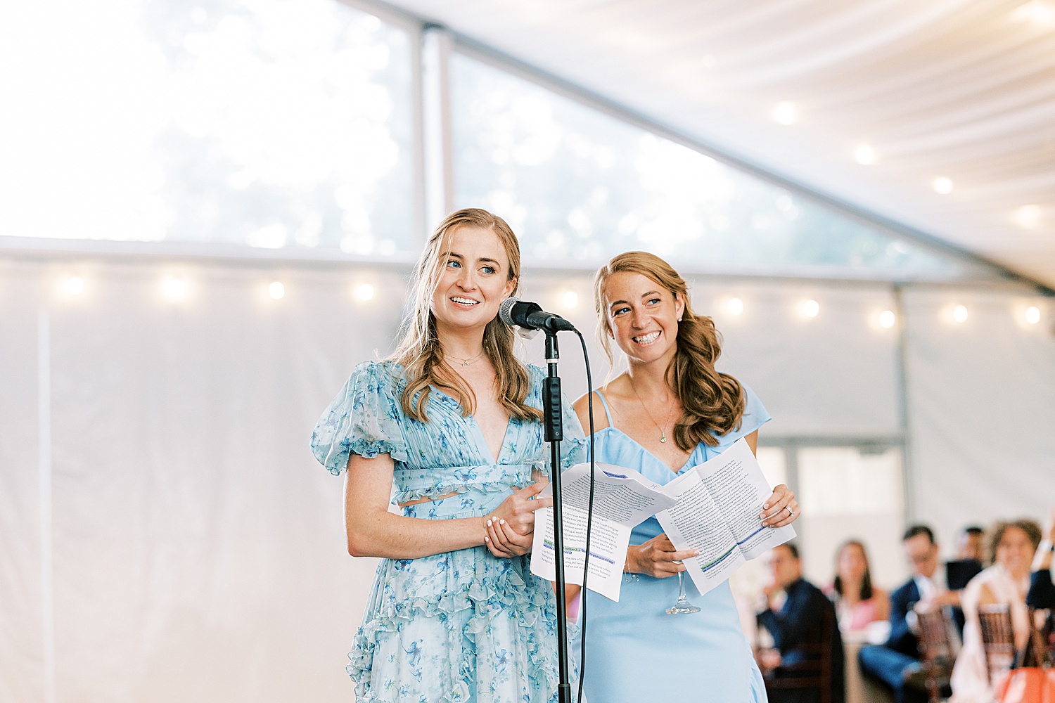 bridesmaids read speech during Philadelphia PA wedding reception
