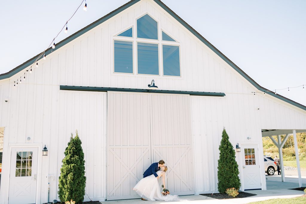 white barn wedding backdrop