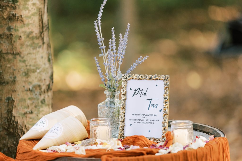 wedding petal toss table