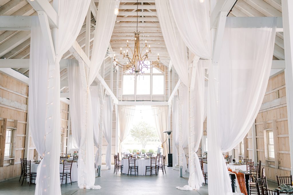 white barn wedding venue interior