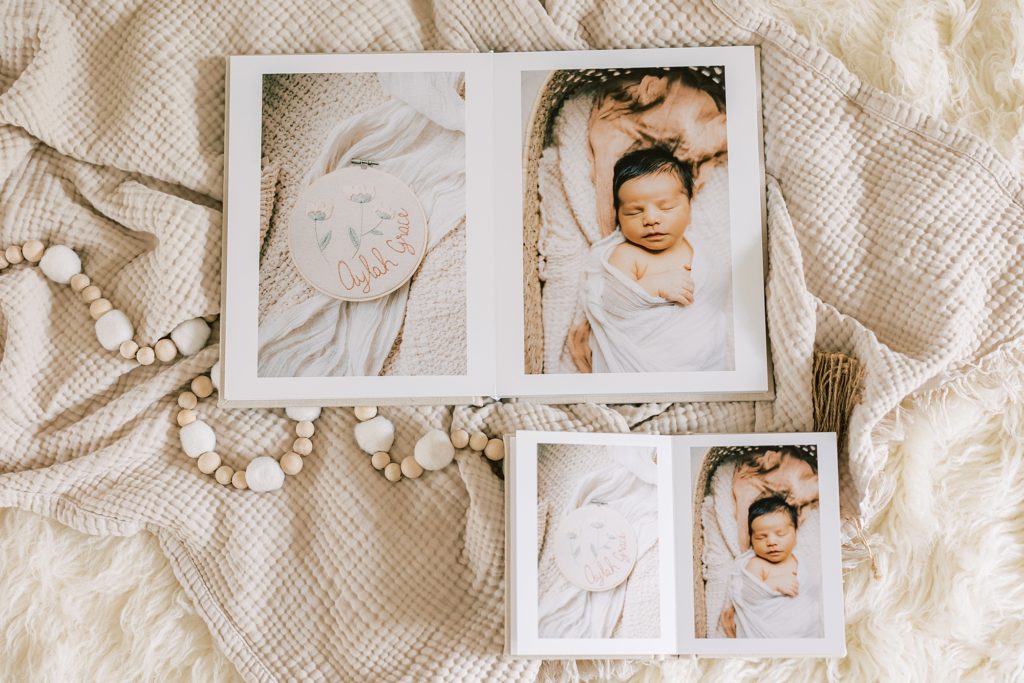 heirloom album from newborn photos in Philly PA