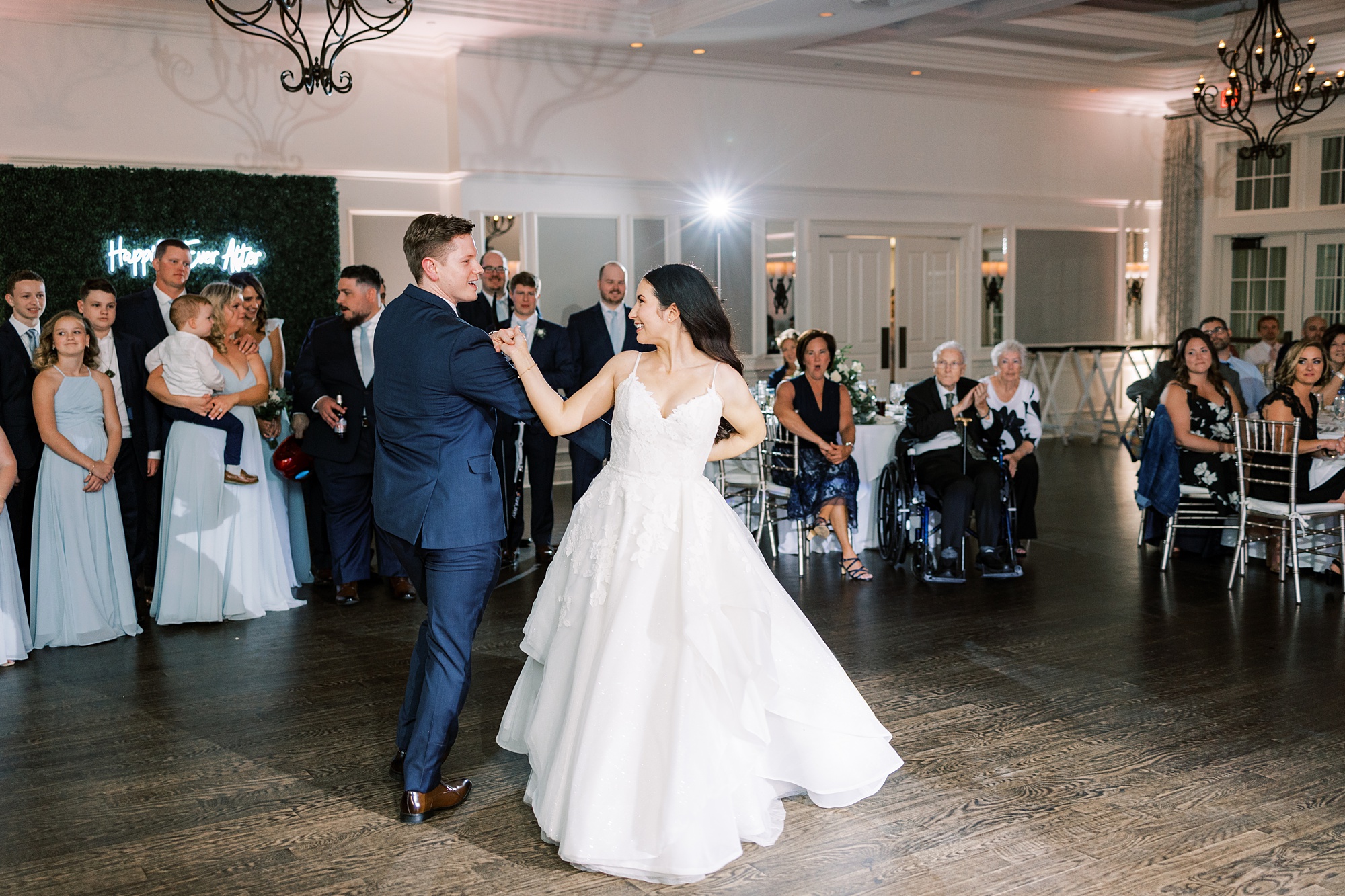 bride and groom dance during Chester County PA wedding reception
