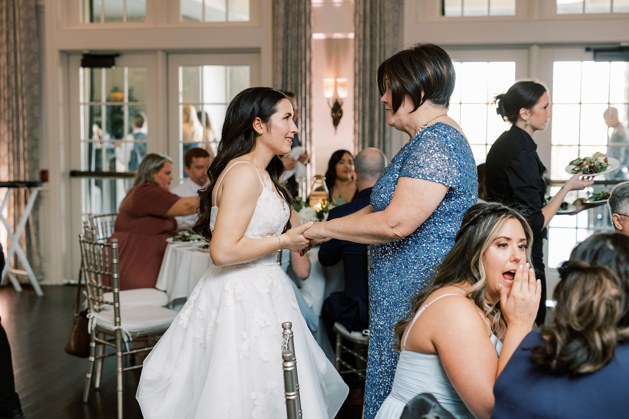 bride dances with mother during Chester County PA wedding reception