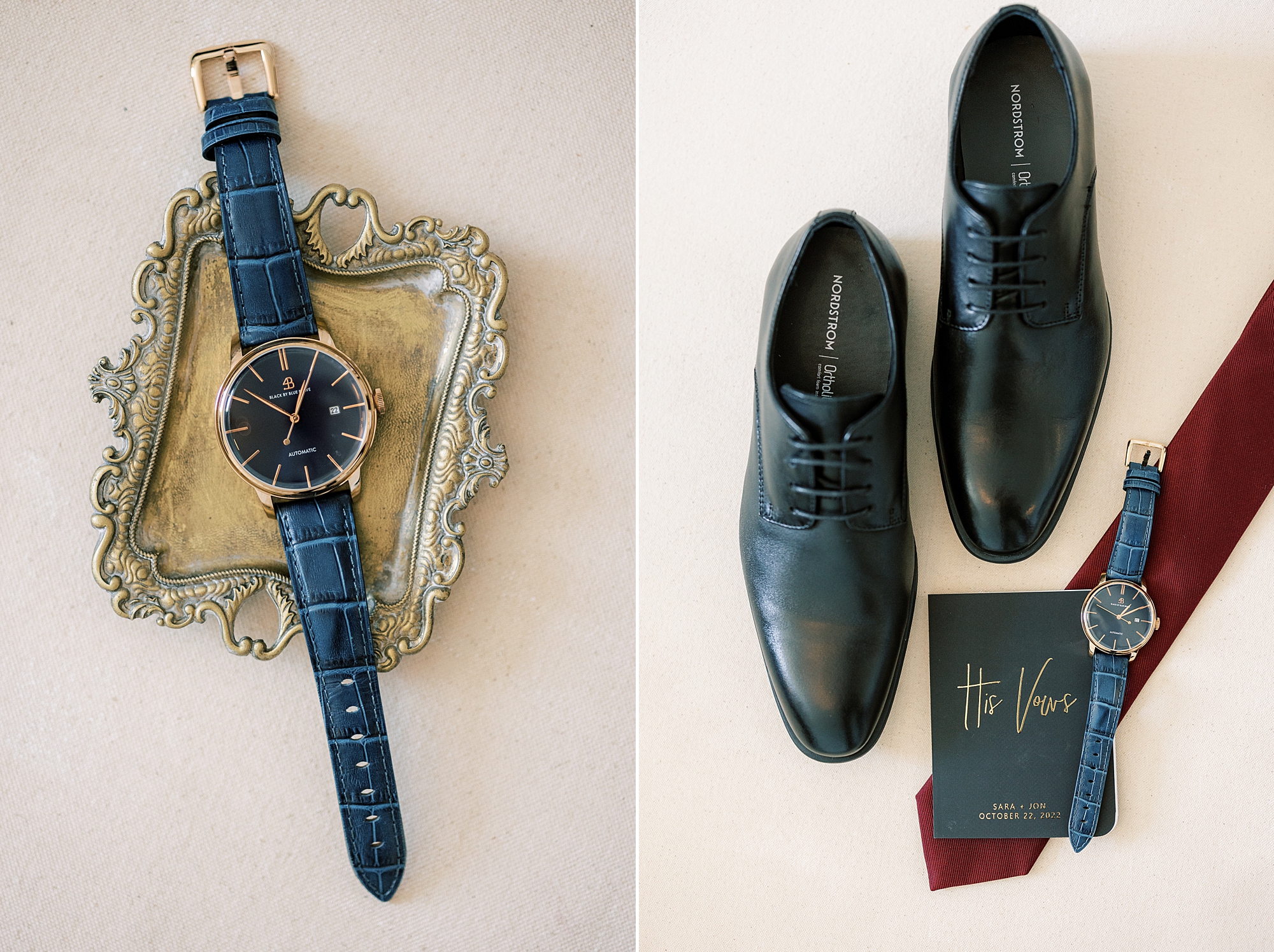 groom's shoes and watch for fall wedding