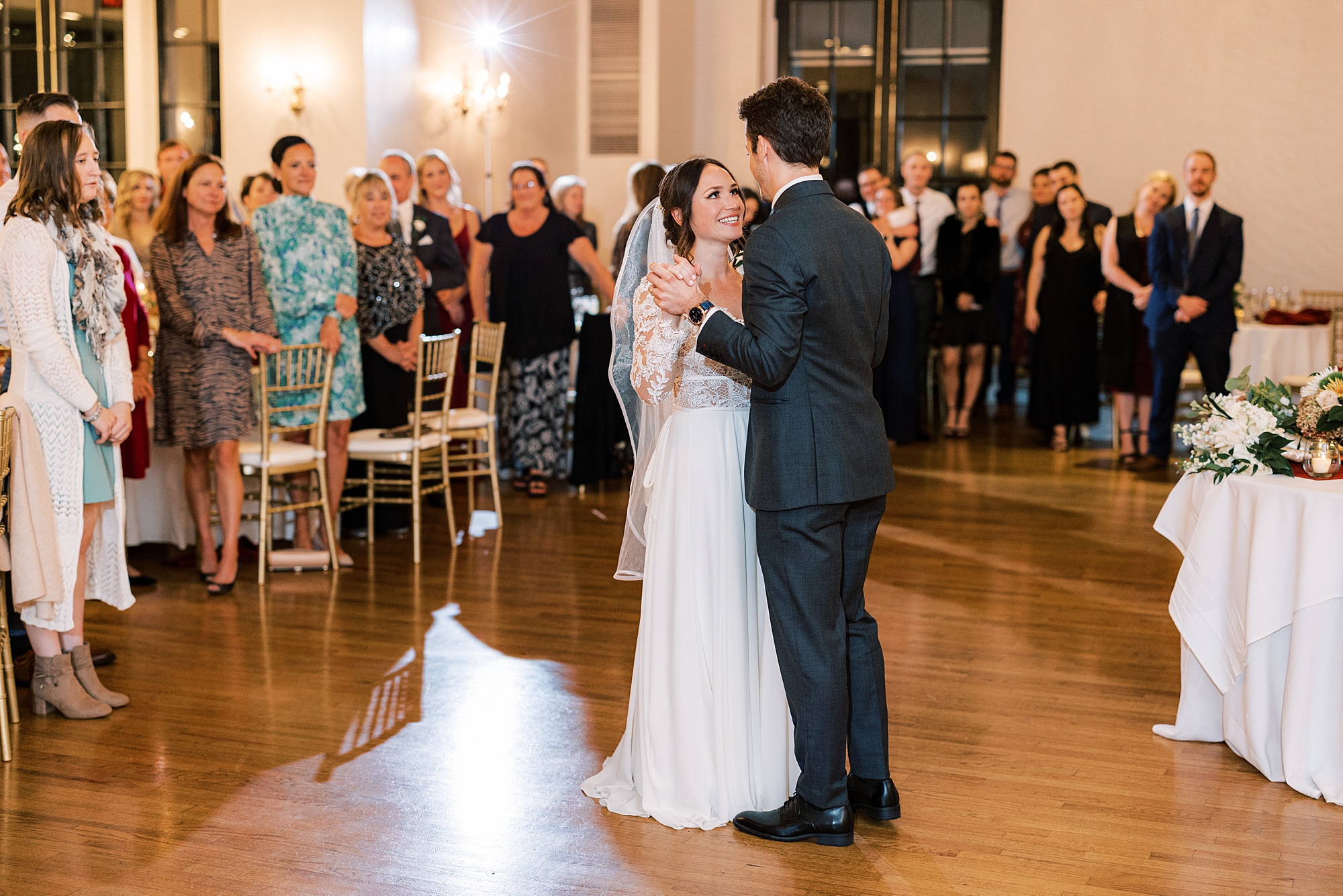 bride and groom dance together during PA wedding