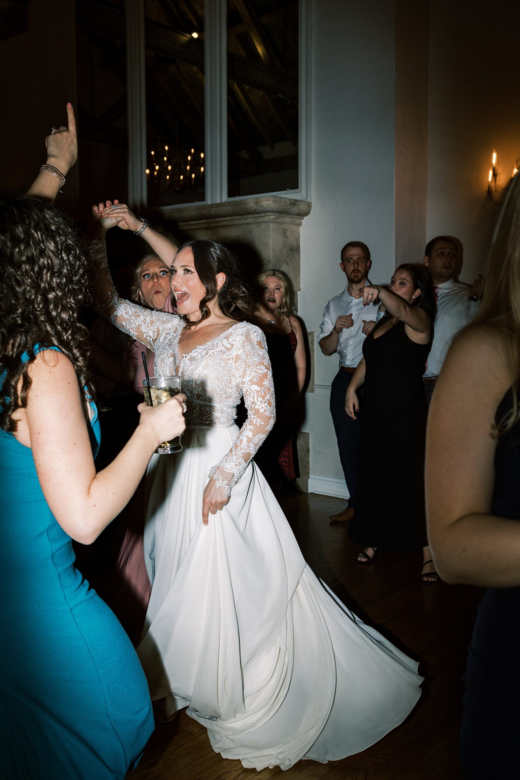 bride dances with friends during PA wedding reception