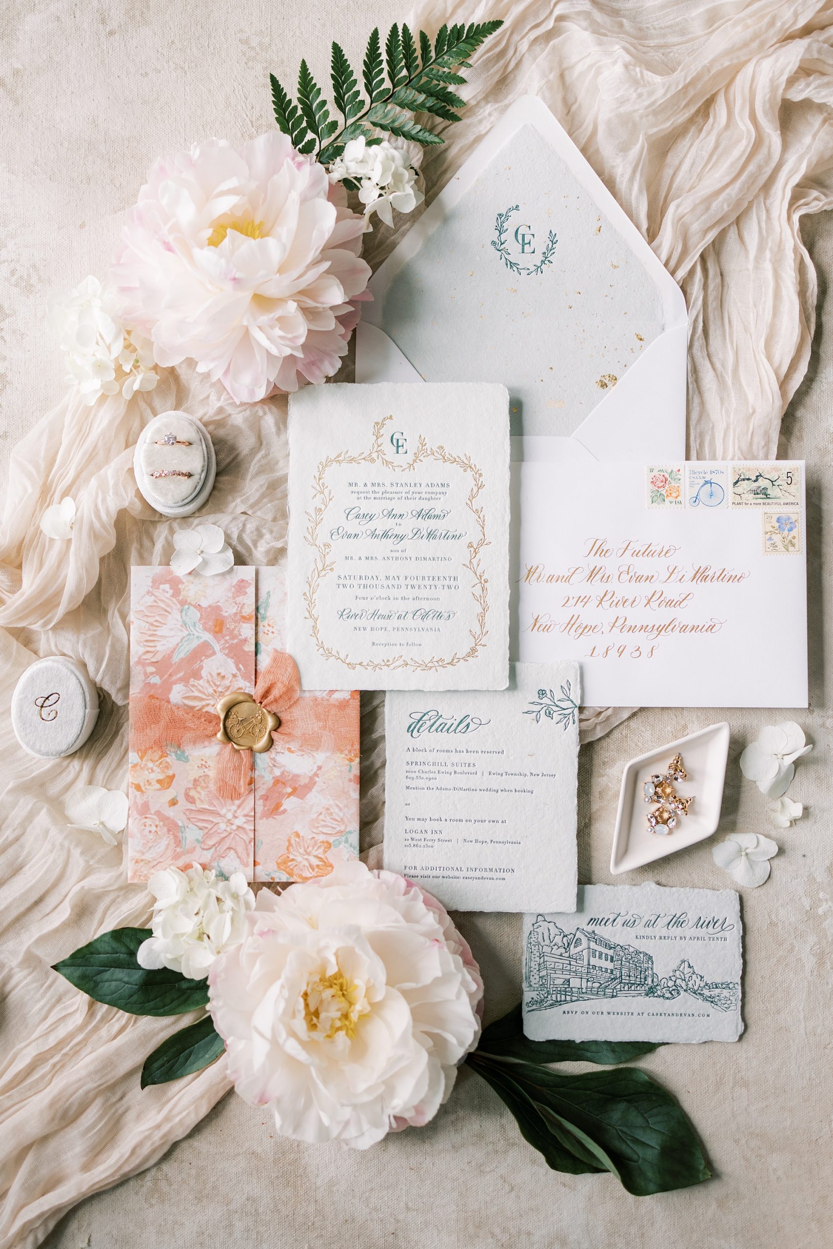 stationery for summer wedding at The River House at Odette's