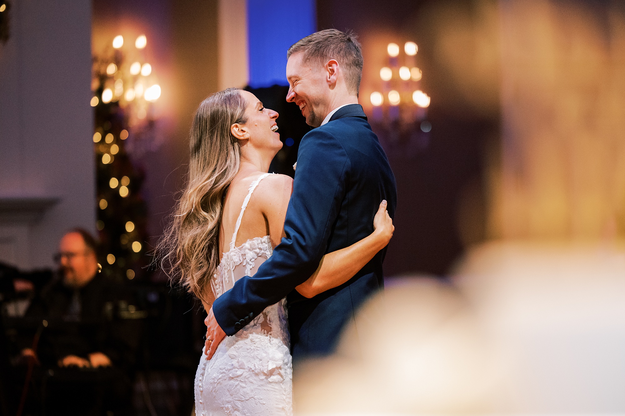 bride and groom dance during New Jersey wedding reception 