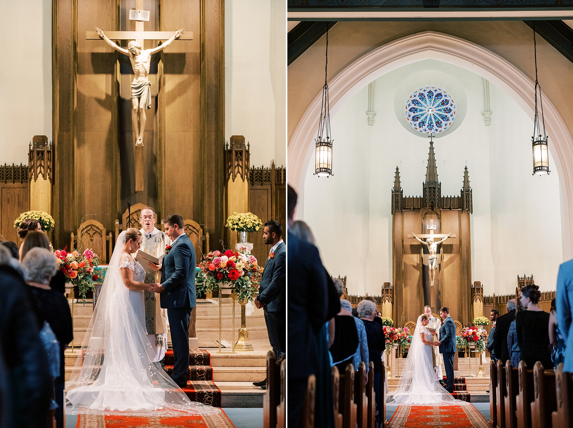 St. Ann’s Roman Catholic Church wedding ceremony by alter 
