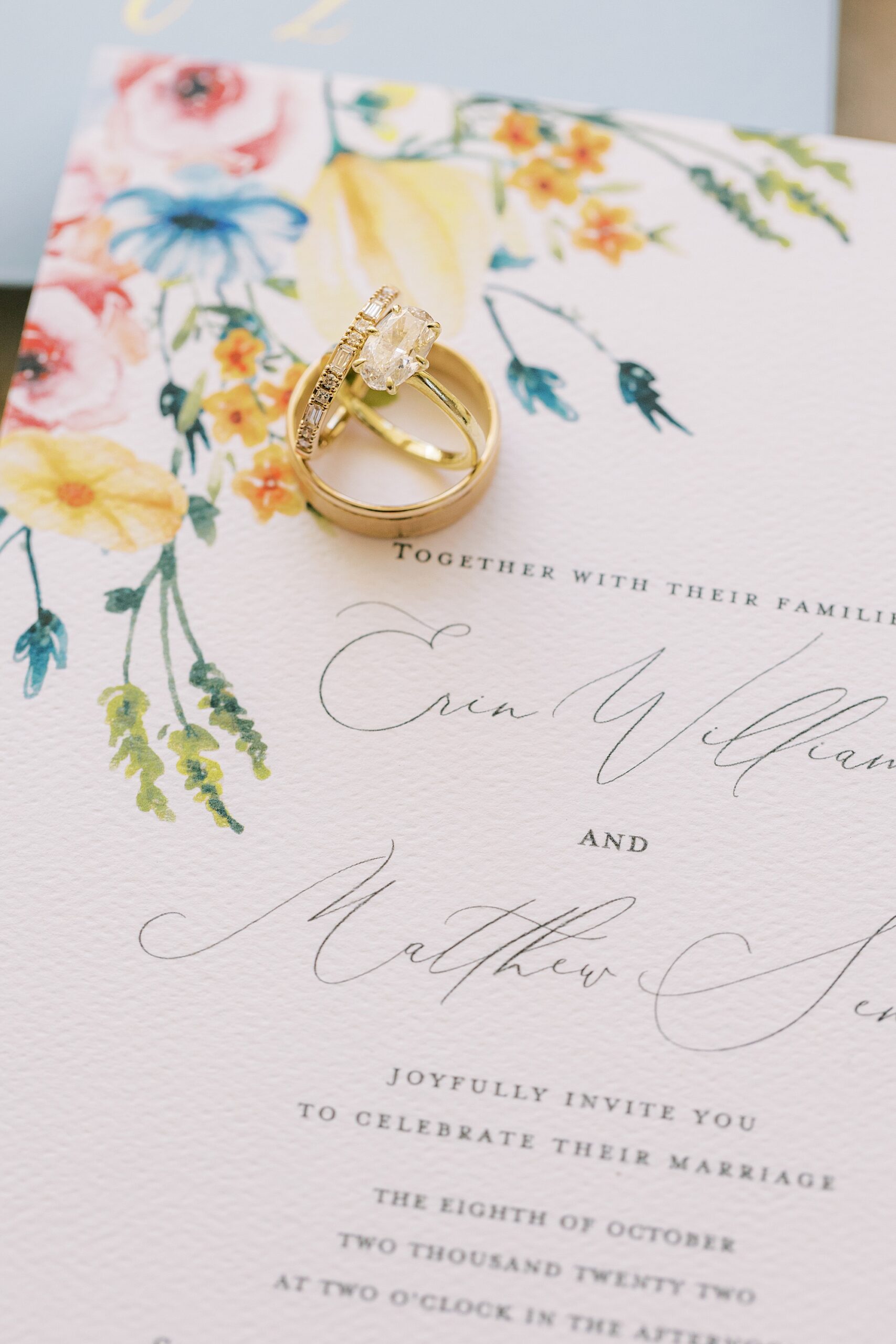 watercolor floral invitation suite for fall wedding