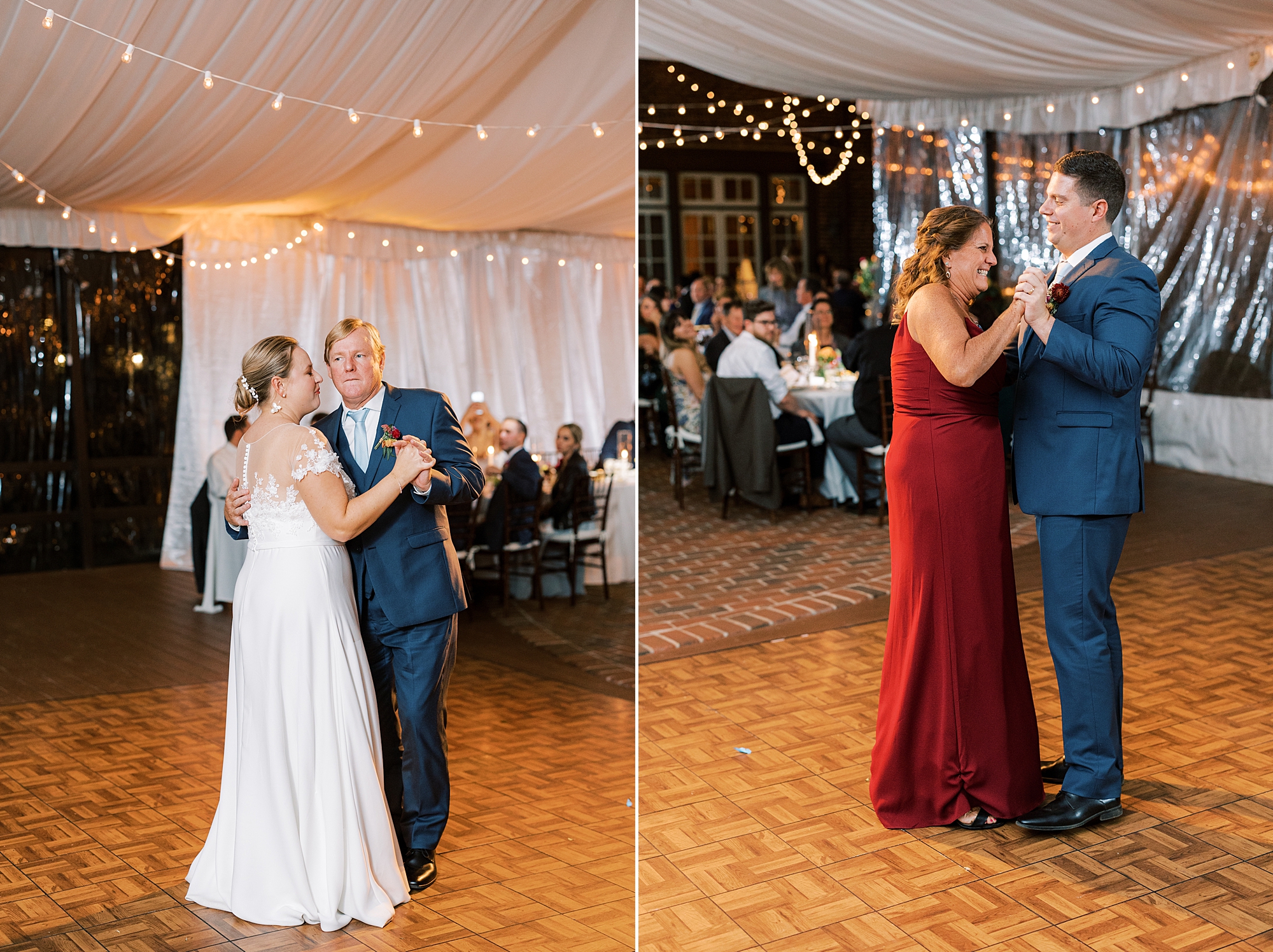 groom and bride dance with parents during Wilmington DE wedding reception