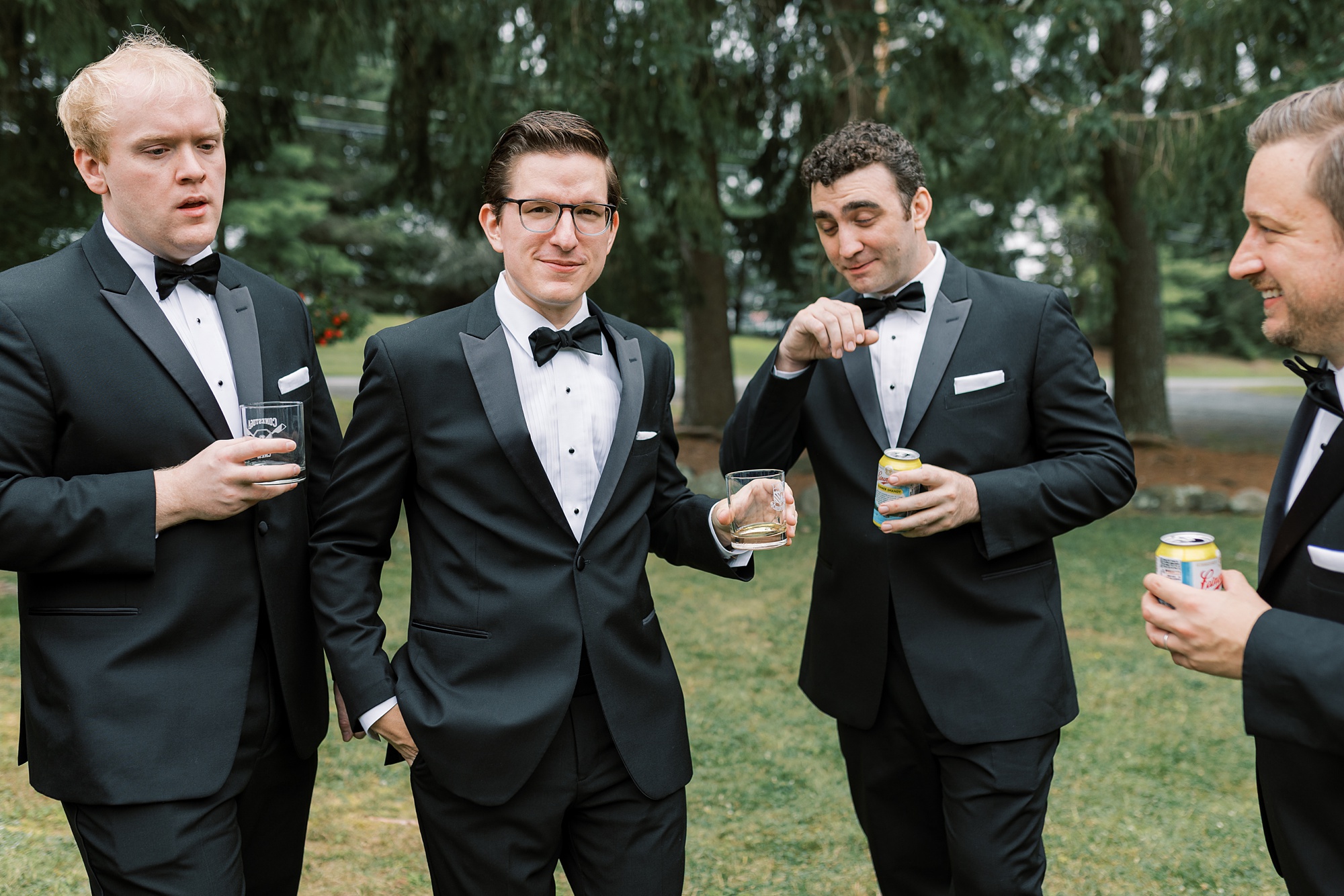 groom and groomsmen toast glasses