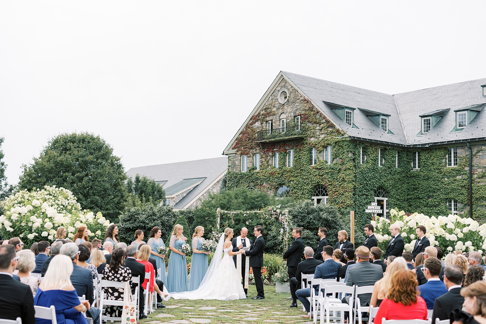 wedding ceremony on lawn at Skytop Lodge