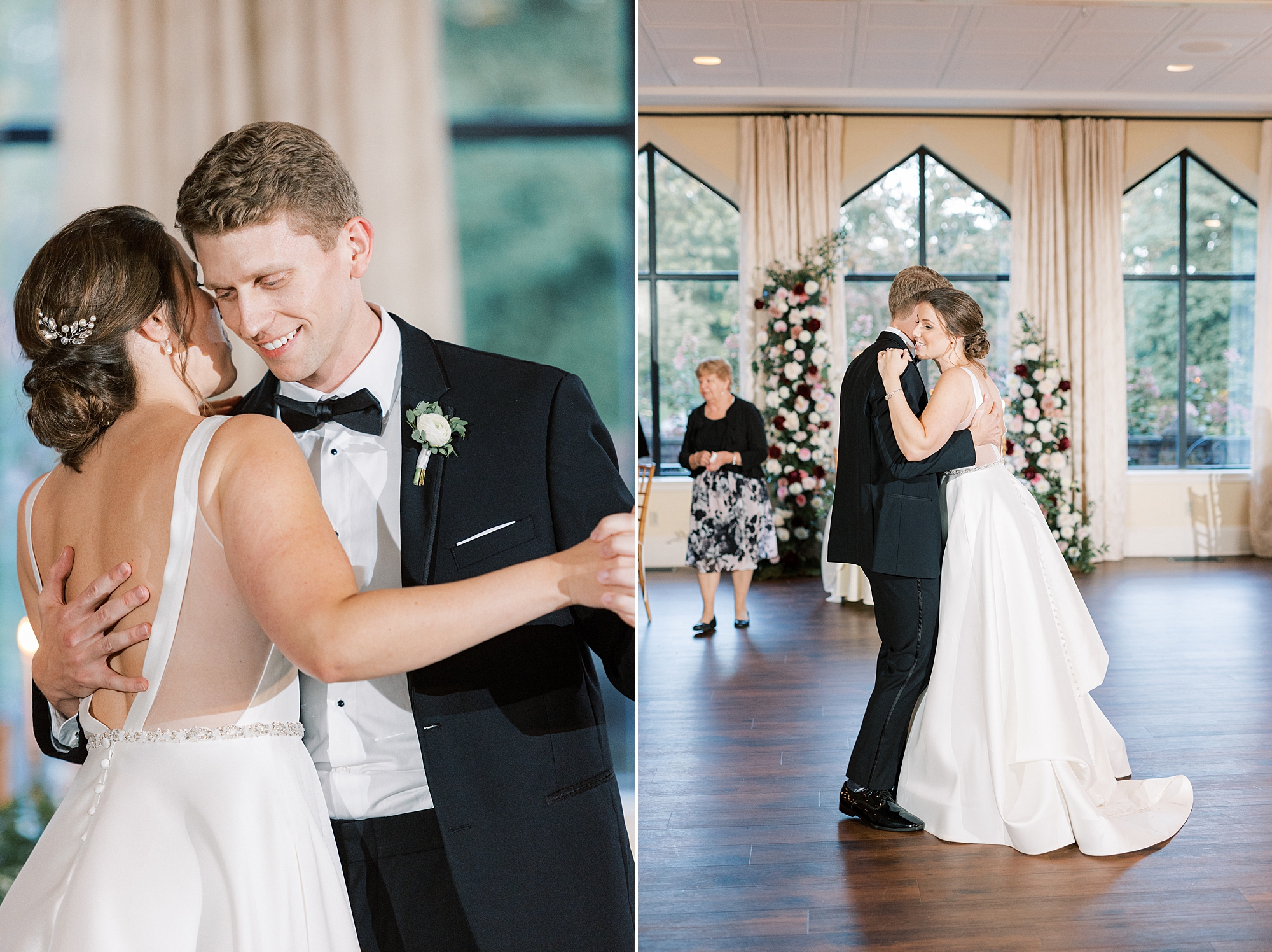 bride and groom dance during Doylestown PA wedding reception 
