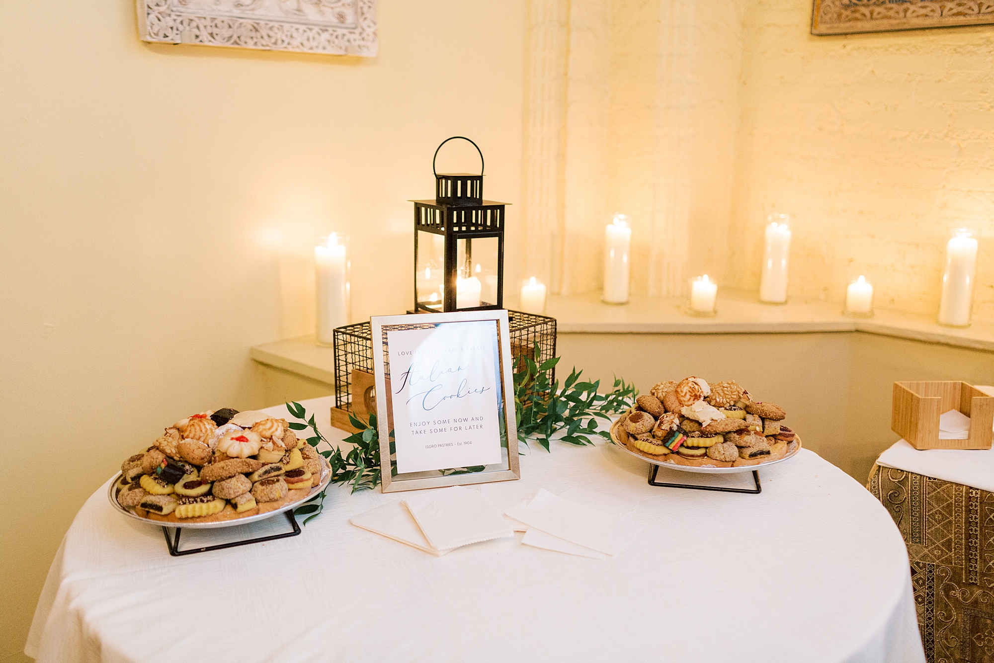 wedding reception table with donuts